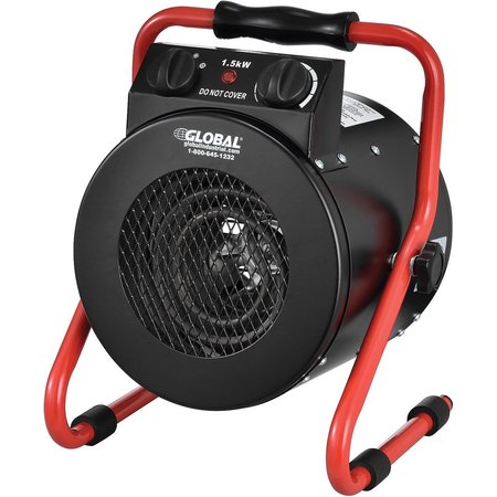 GLOBAL INDUSTRIAL Portable Electric Space Heater With Thermostat, 1500 watt, 120v, Red 653579